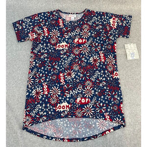 Lularoe Girls 4th of July Fireworks Patriotic Gracie Top Shirt High-Low size 12